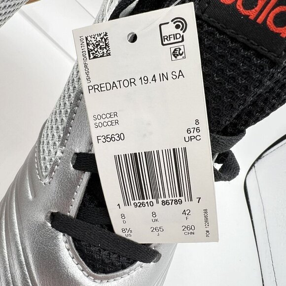 adidas Predator 19.4 Sala J Indoor Soccer Shoes men 8.5 Metallic Silver Black - Picture 5 of 16